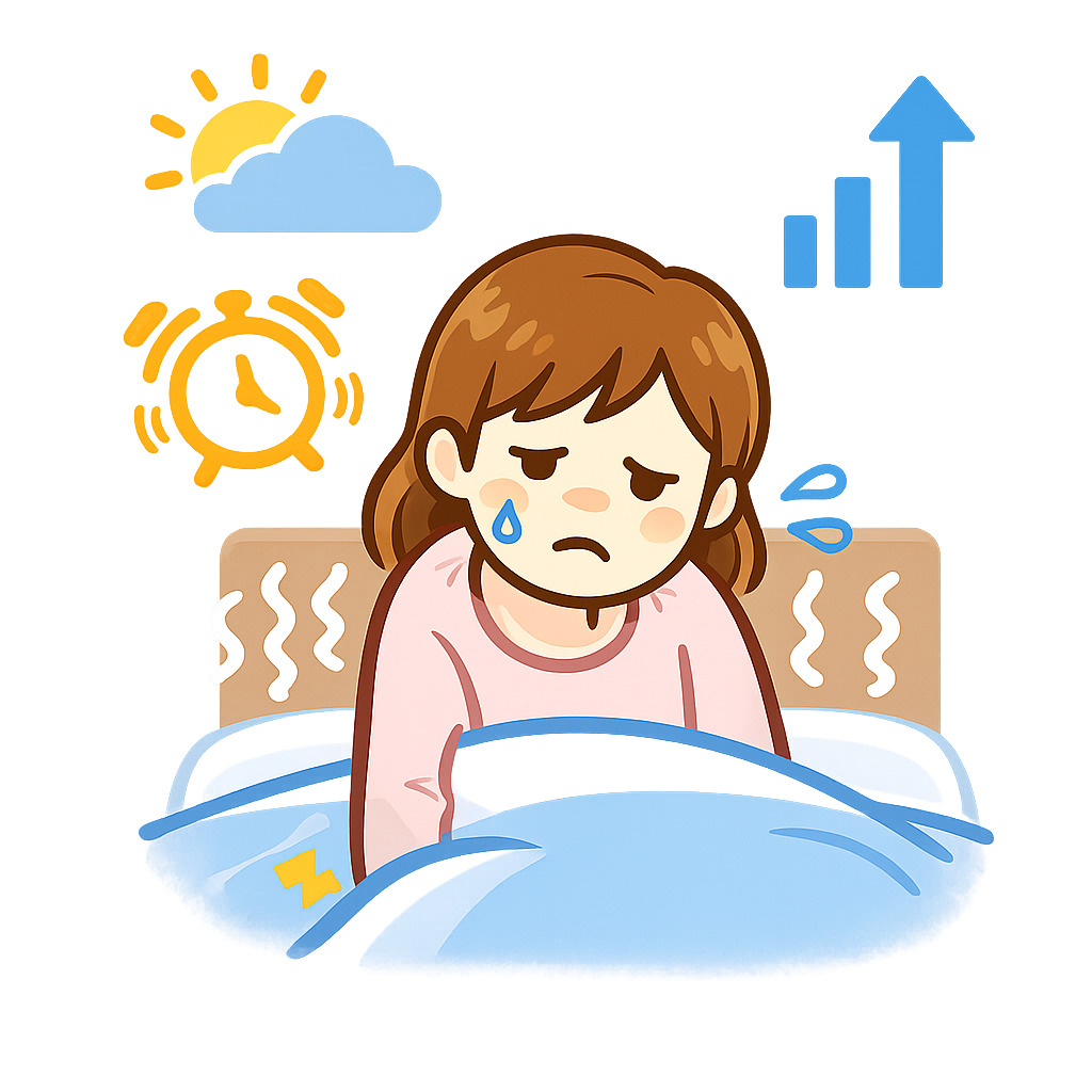 朝に重だるさやむくみを感じるイメージ